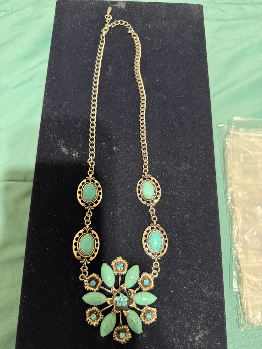 Turquoise Floral Statement Necklace - Women Jewelry
